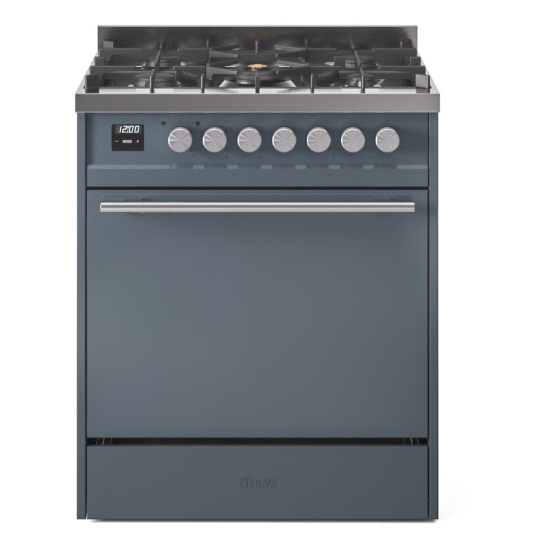 ILVE UP30QMPBGLP Professional Plus II 30 inch Dual Fuel Range  (Liquid Propane, Solid Door, Blue Grey)
