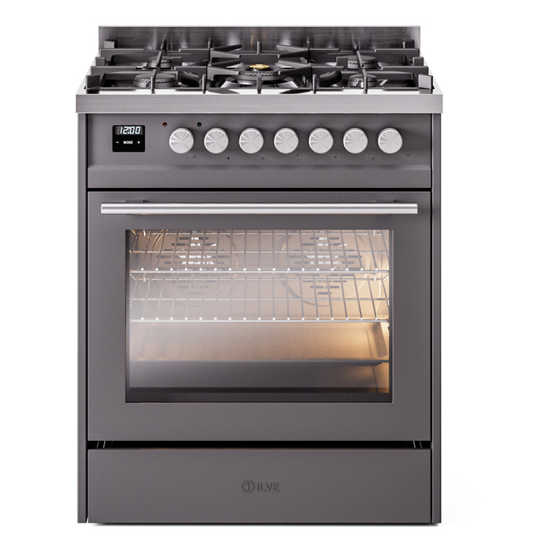 ILVE UP30WMPMGLP Professional Plus II 30 inch Dual Fuel Range  (Liquid Propane, Triple Glass Door, Graphite Matte)