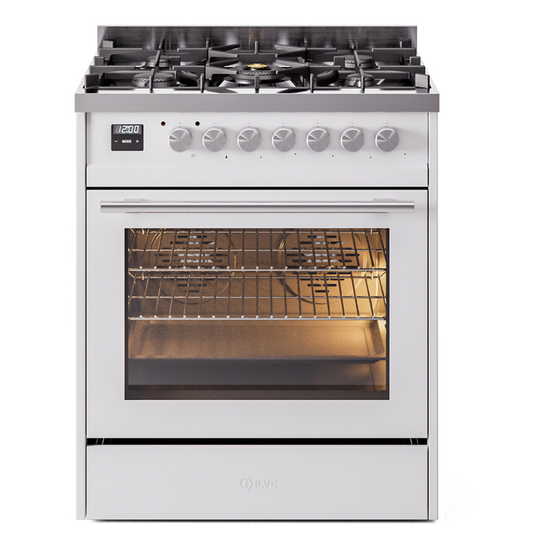 ILVE UP30WMPWHLP Professional Plus II 30 inch Dual Fuel Range  (Liquid Propane, Triple Glass Door, White)
