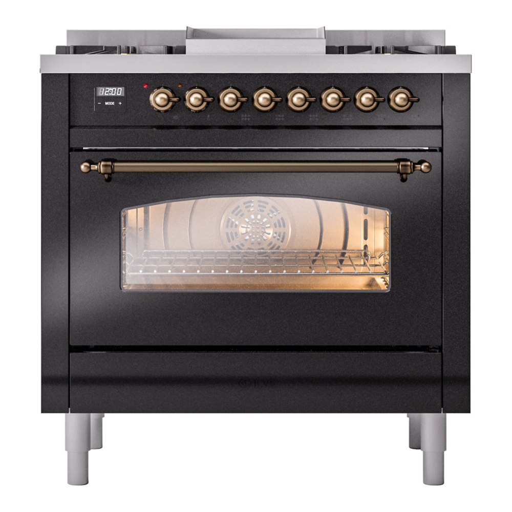 ILVE Nostalgie II 36" UP36FNMPBKB Dual Fuel Range front view