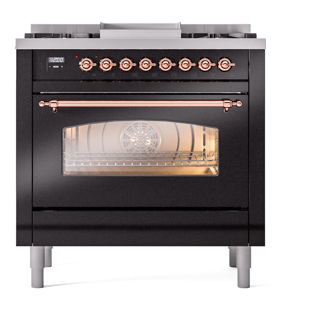 ILVE Nostalgie II 36" UP36FNMPBKP Dual Fuel Range front view