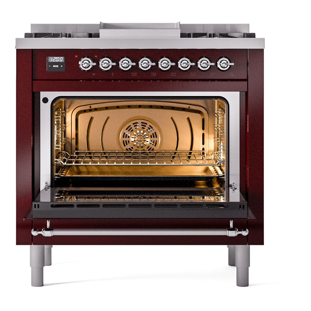 ILVE Nostalgie II 36" UP36FNMPBUCLP Dual Fuel Range door opened