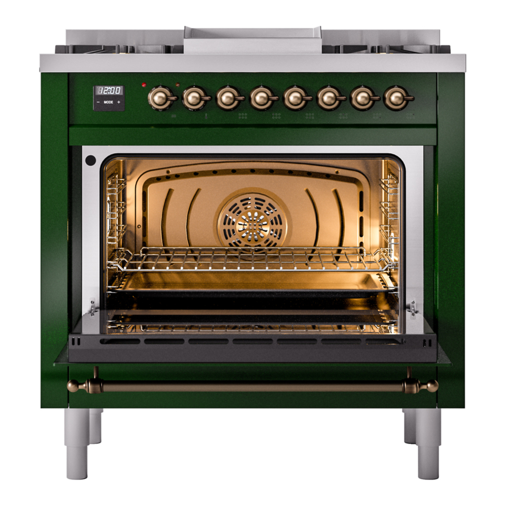 ILVE Nostalgie II 36" UP36FNMPEGBLP Dual Fuel Range door opened