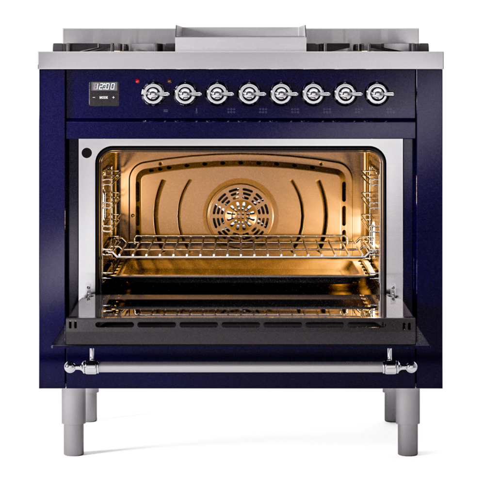 ILVE Nostalgie II 36" UP36FNMPMBCLP Dual Fuel Range door opened
