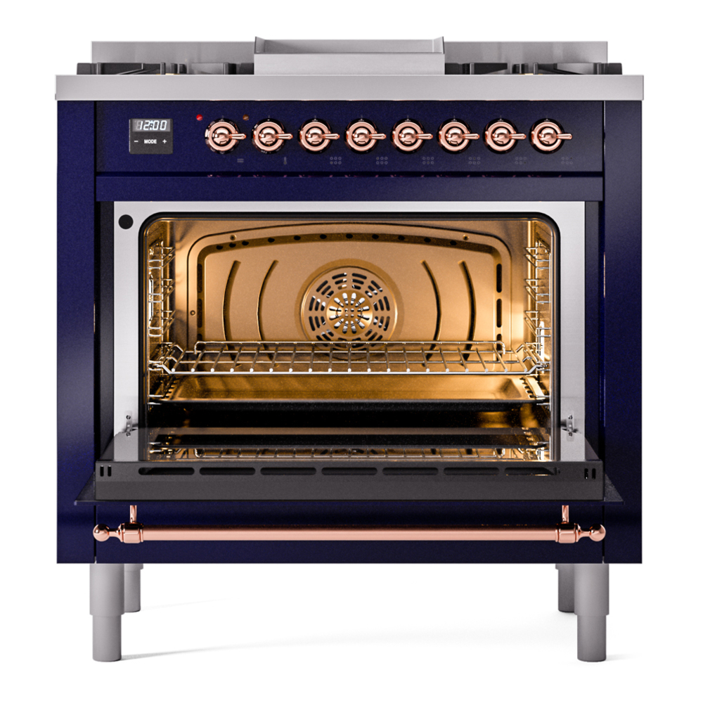 ILVE Nostalgie II 36" UP36FNMPMBPLP Dual Fuel Range door opened