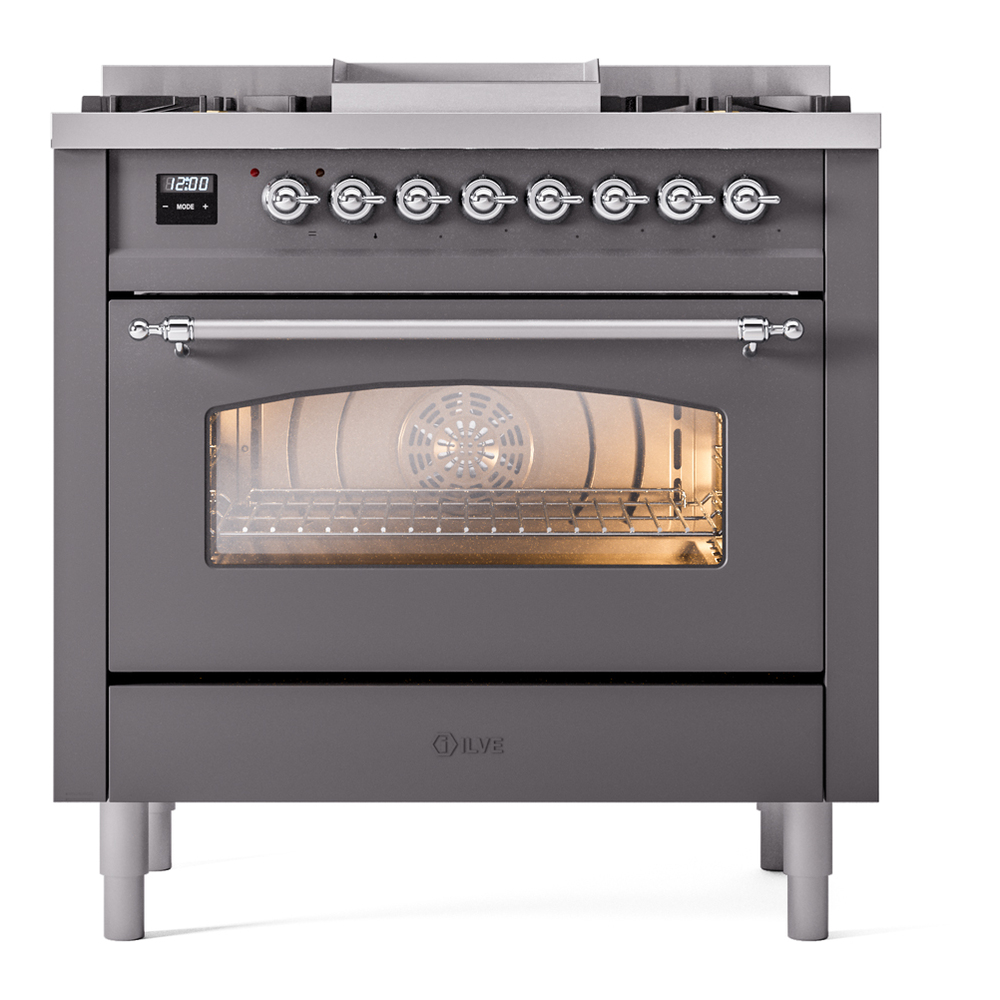 ILVE Nostalgie II 36" UP36FNMPMGC Dual Fuel Range front view