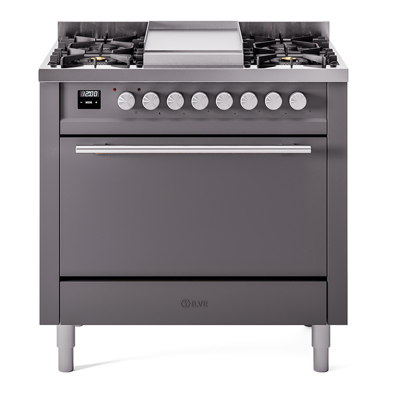 ILVE UP36FQMPMG Professional Plus II 36 inch Dual Fuel Range  (Natural Gas, Solid Door, Graphite Matte)