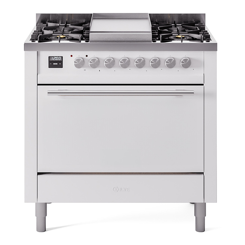 ILVE UP36FQMPWHLP Professional Plus II 36 inch Dual Fuel Range  (Liquid Propane, Solid Door, White)