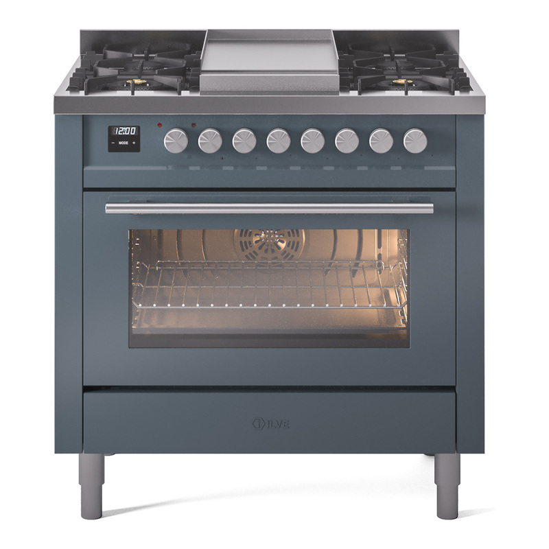 ILVE UP36FWMPBG Professional Plus II 36 inch Dual Fuel Range  (Natural Gas, Triple Glass Door, Blue Grey)