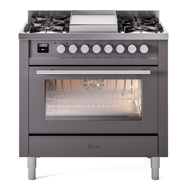 ILVE UP36FWMPMGLP Professional Plus II 36 inch Dual Fuel Range  (Liquid Propane, Triple Glass Door, Graphite Matte)