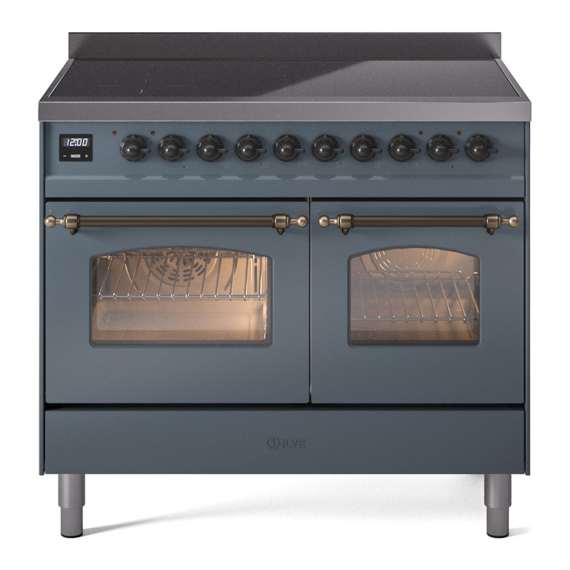 ILVE UPDI406NMPBGB Nostalgie II 40 inch Induction Range (Triple Glass Door, Blue Grey, Burnished)