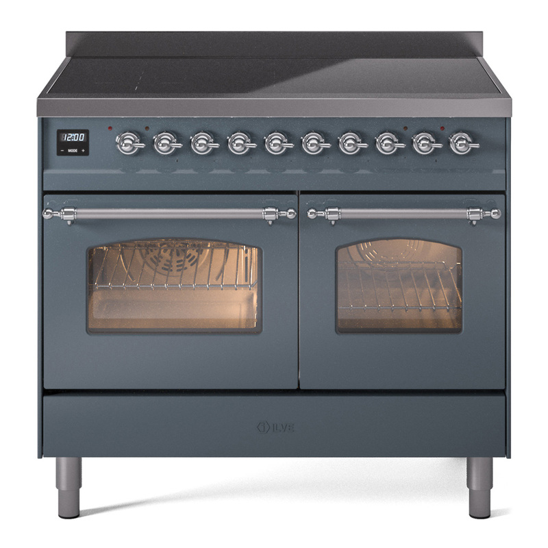 ILVE UPDI406NMPBGC Nostalgie II 40 inch Induction Range (Triple Glass Door, Blue Grey, Chrome)