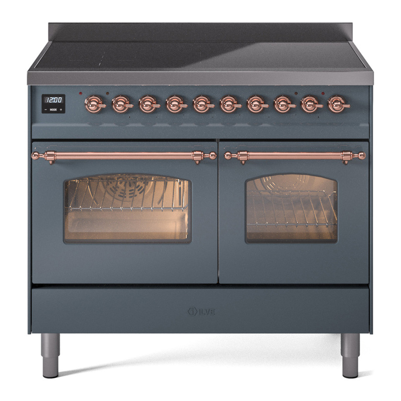 ILVE UPDI406NMPBGP Nostalgie II 40 inch Induction Range (Triple Glass Door, Blue Grey, Copper)