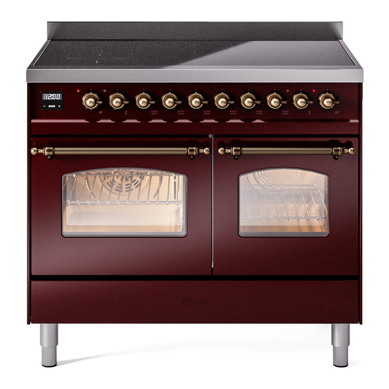 ILVE UPDI406NMPBUB Nostalgie II 40 inch Induction Range (Triple Glass Door, Burgundy, Burnished)