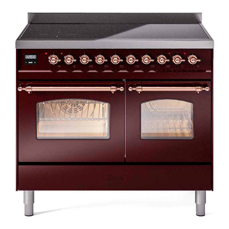 ILVE UPDI406NMPBUP Nostalgie II 40 inch Induction Range (Triple Glass Door, Burgundy, Copper)