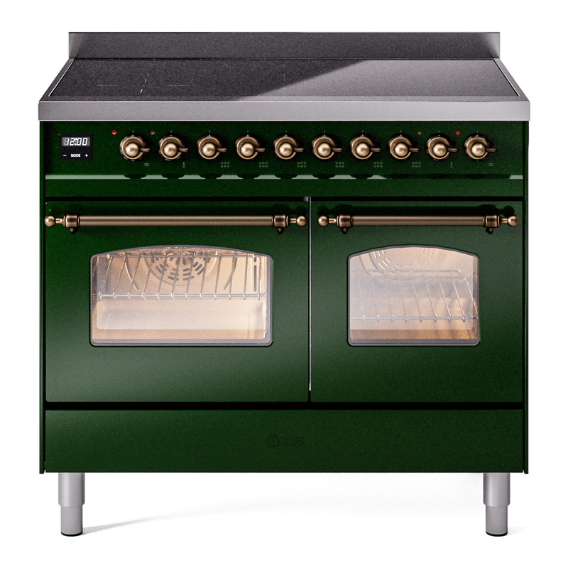ILVE UPDI406NMPEGB Nostalgie II 40 inch Induction Range (Triple Glass Door, Emerald Green, Burnished)