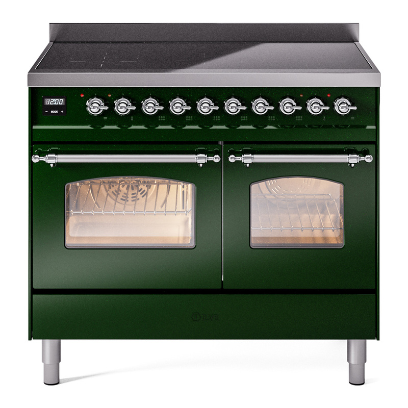 ILVE UPDI406NMPEGC Nostalgie II 40 inch Induction Range (Triple Glass Door, Emerald Green, Chrome)