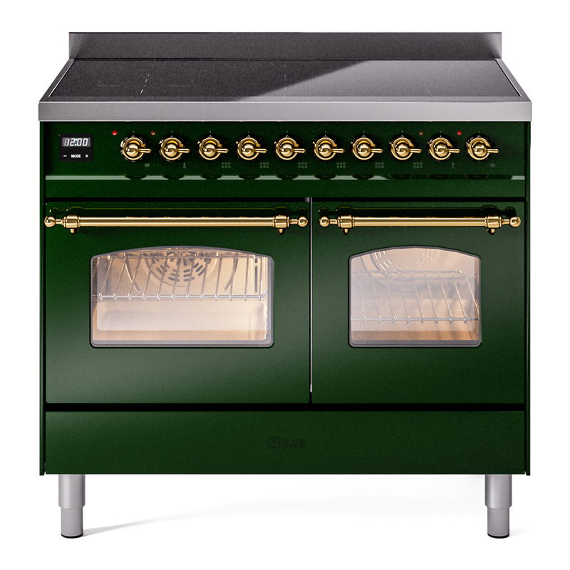ILVE UPDI406NMPEGG Nostalgie II 40 inch Induction Range (Triple Glass Door, Emerald Green, Brass)