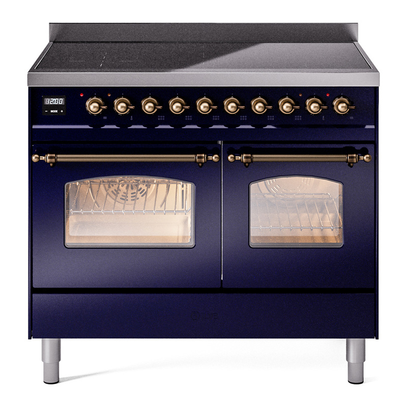 ILVE UPDI406NMPMBB Nostalgie II 40 inch Induction Range (Triple Glass Door, Midnight Blue, Burnished)