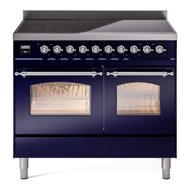 ILVE UPDI406NMPMBC Nostalgie II 40 inch Induction Range (Triple Glass Door, Midnight Blue, Chrome)