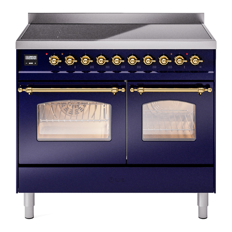 ILVE UPDI406NMPMBG Nostalgie II 40 inch Induction Range (Triple Glass Door, Midnight Blue, Brass)