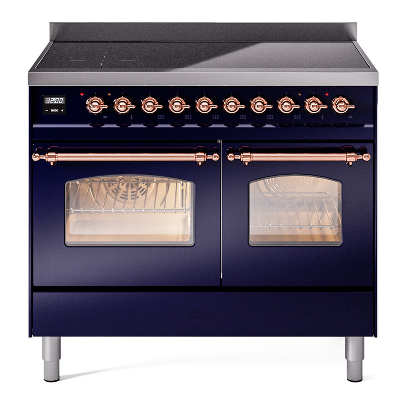 ILVE UPDI406NMPMBP Nostalgie II 40 inch Induction Range (Triple Glass Door, Midnight Blue, Copper)