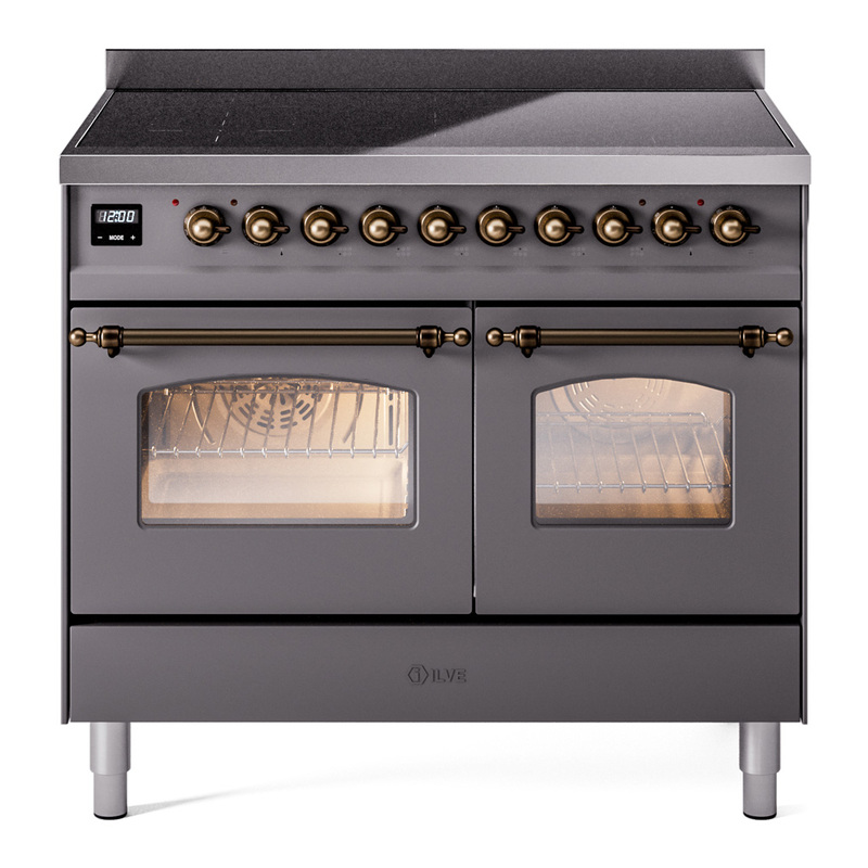 ILVE UPDI406NMPMGB Nostalgie II 40 inch Induction Range (Triple Glass Door, Graphite Matte, Burnished)