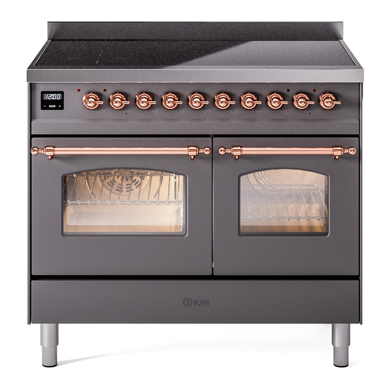 ILVE UPDI406NMPMGP Nostalgie II 40 inch Induction Range (Triple Glass Door, Graphite Matte, Copper)