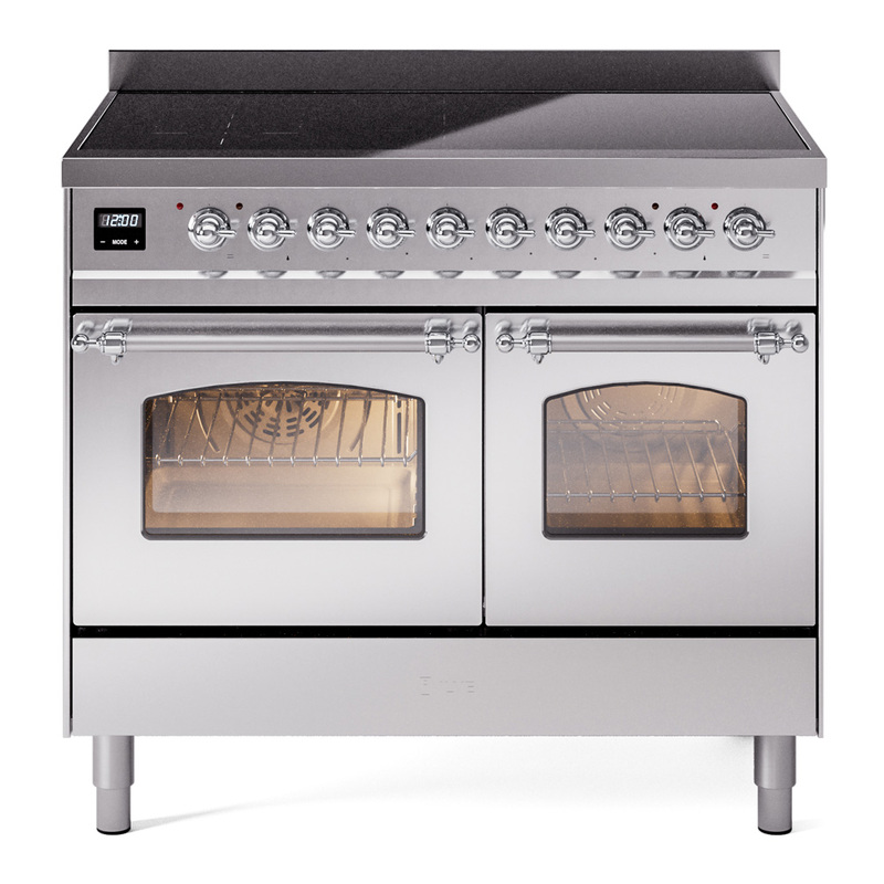 ILVE UPDI406NMPSSC Nostalgie II 40 inch Induction Range (Triple Glass Door, Stainless Steel, Chrome)