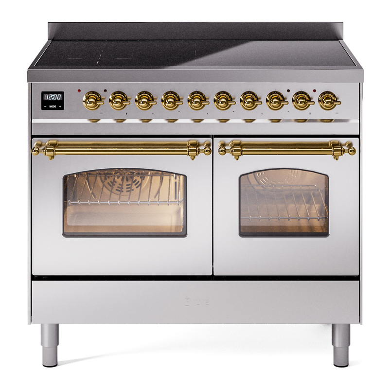 ILVE UPDI406NMPSSG Nostalgie II 40 inch Induction Range (Triple Glass Door, Stainless Steel, Brass)