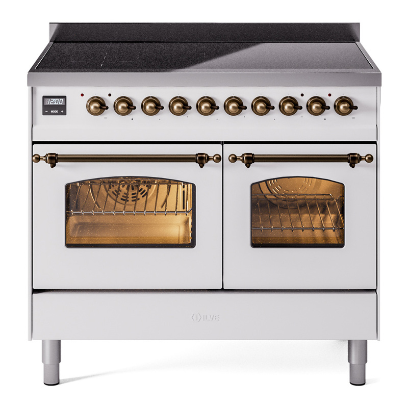 ILVE UPDI406NMPWHB Nostalgie II 40 inch Induction Range (Triple Glass Door, White, Burnished)