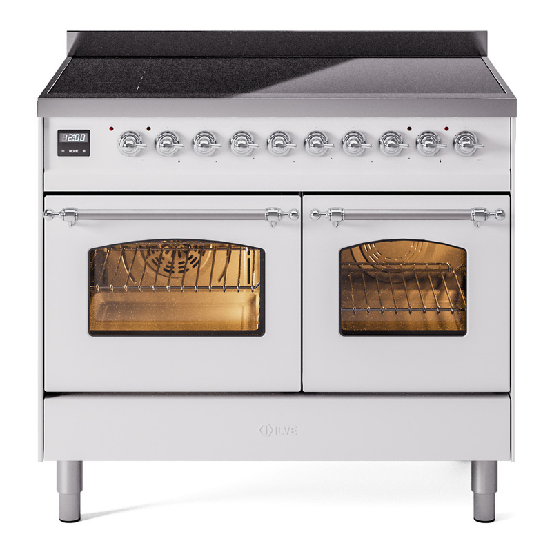 ILVE UPDI406NMPWHC Nostalgie II 40 inch Induction Range (Triple Glass Door, White, Chrome)