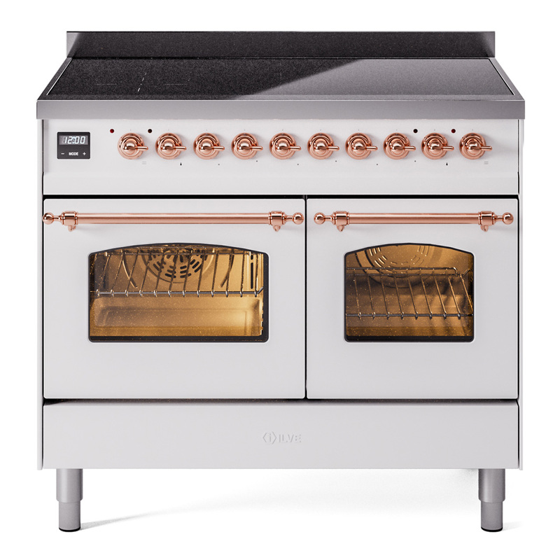 ILVE UPDI406NMPWHP Nostalgie II 40 inch Induction Range (Triple Glass Door, White, Copper)
