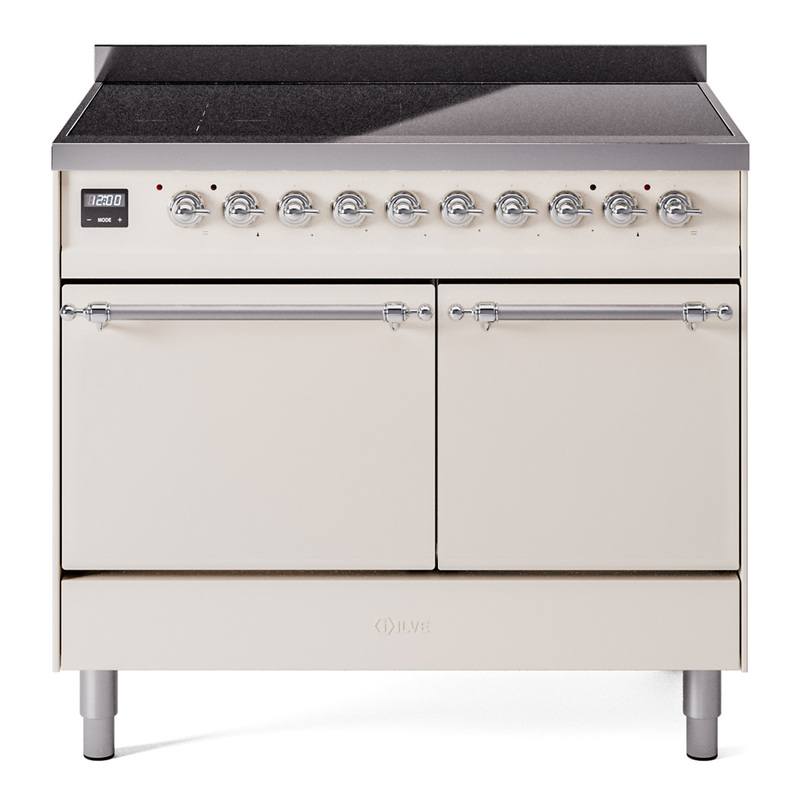 ILVE UPDI406QNMPAWC Nostalgie II 40 inch Induction Range (Solid Door, Antique White, Chrome)
