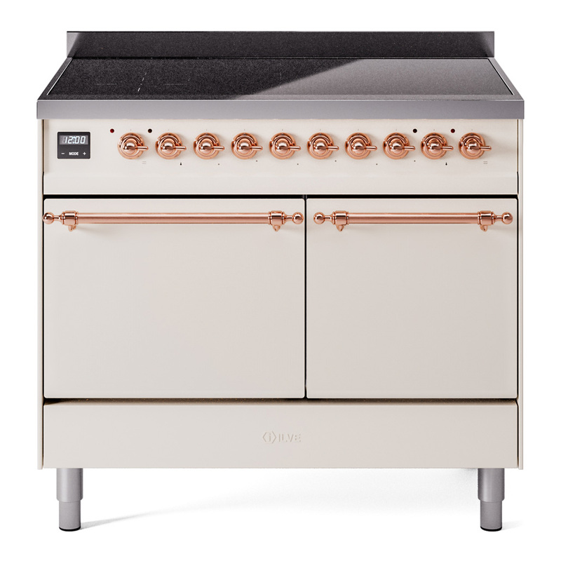 ILVE UPDI406QNMPAWP Nostalgie II 40 inch Induction Range (Solid Door, Antique White, Copper)