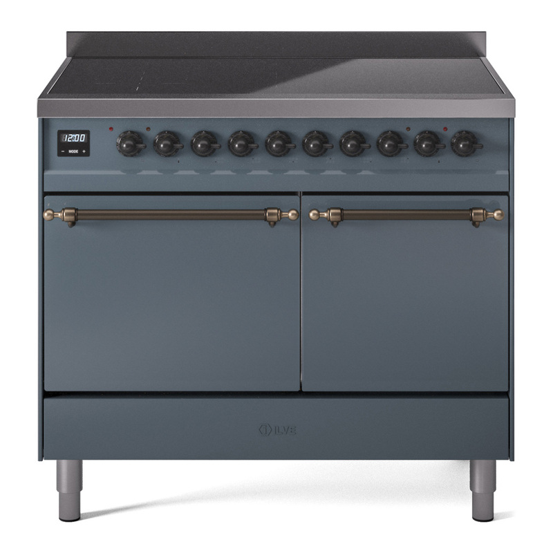 ILVE UPDI406QNMPBGB Nostalgie II 40 inch Induction Range (Solid Door, Blue Grey, Burnished)