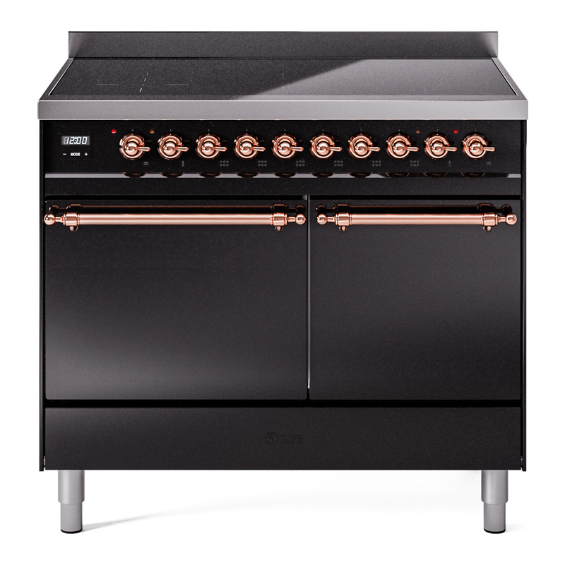 ILVE UPDI406QNMPBKP Nostalgie II 40 inch Induction Range (Solid Door, Glossy Black, Copper)