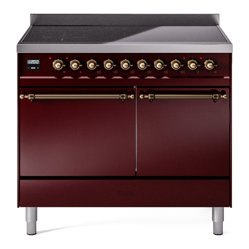 ILVE UPDI406QNMPBUB Nostalgie II 40 inch Induction Range (Solid Door, Burgundy, Burnished)
