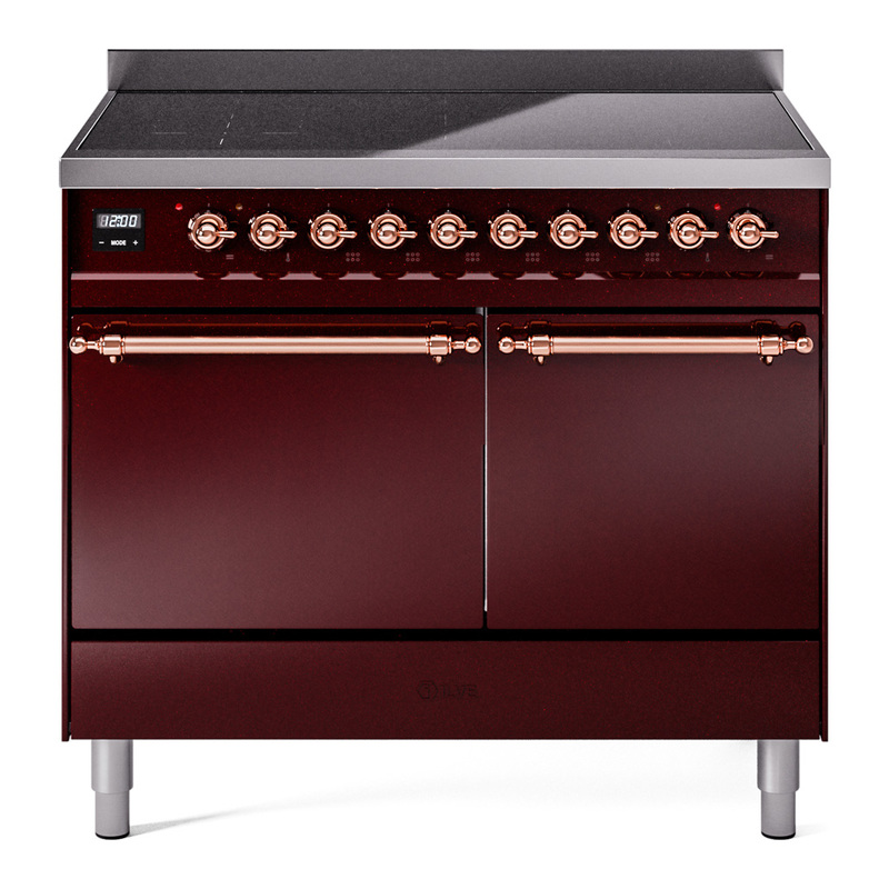 ILVE UPDI406QNMPBUP Nostalgie II 40 inch Induction Range (Solid Door, Burgundy, Copper)