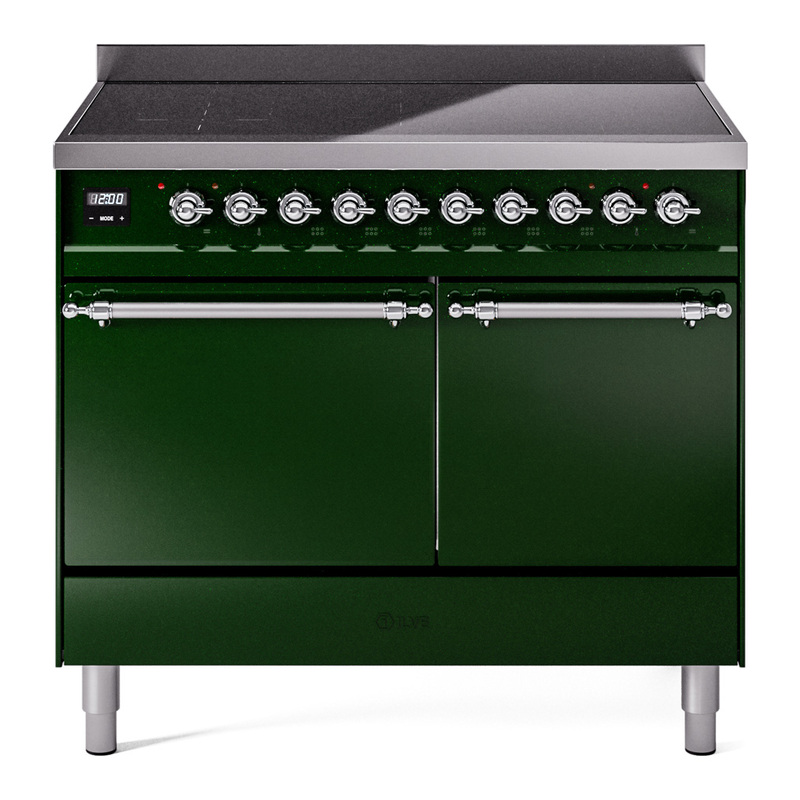 ILVE UPDI406QNMPEGC Nostalgie II 40 inch Induction Range (Solid Door, Emerald Green, Chrome)