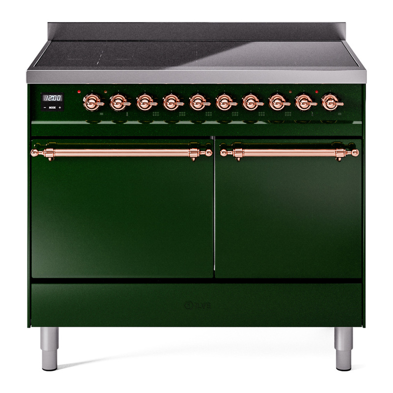 ILVE UPDI406QNMPEGP Nostalgie II 40 inch Induction Range (Solid Door, Emerald Green, Copper)