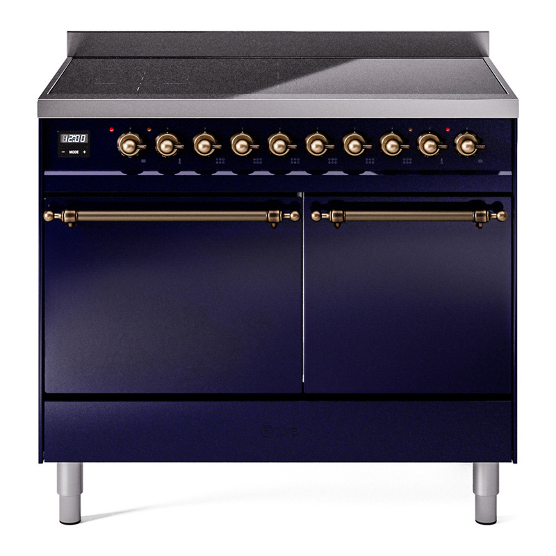 ILVE UPDI406QNMPMBB Nostalgie II 40 inch Induction Range (Solid Door, Midnight Blue, Burnished)