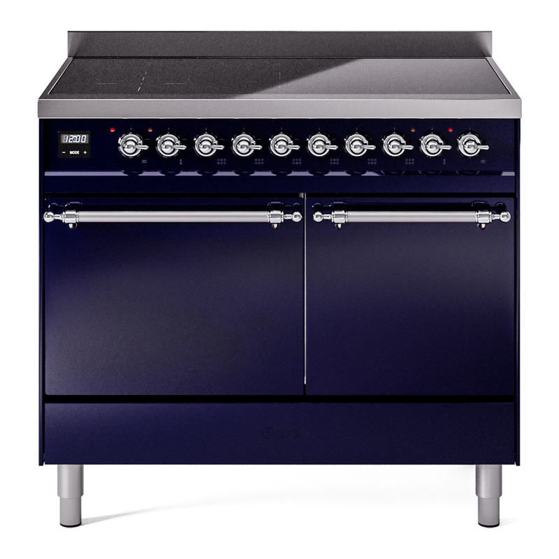 ILVE UPDI406QNMPMBC Nostalgie II 40 inch Induction Range (Solid Door, Midnight Blue, Chrome)