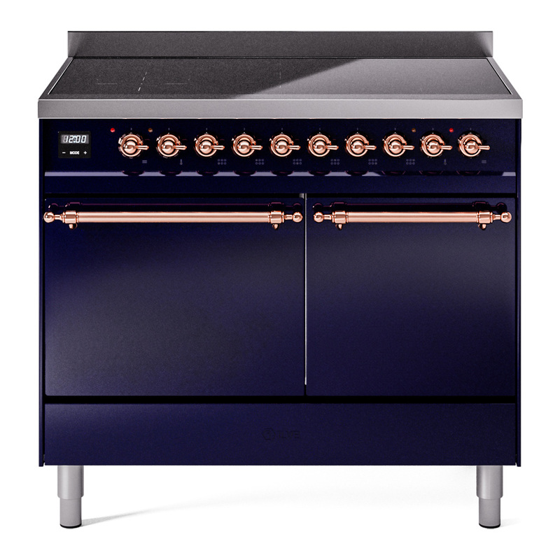 ILVE UPDI406QNMPMBP Nostalgie II 40 inch Induction Range (Solid Door, Midnight Blue, Copper)