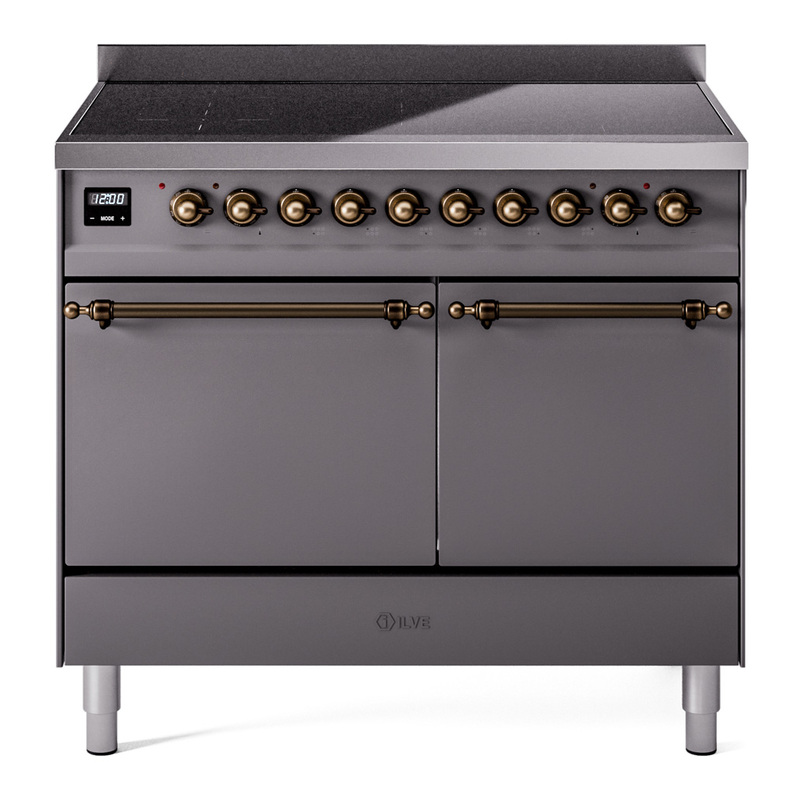 ILVE UPDI406QNMPMGB Nostalgie II 40 inch Induction Range (Solid Door, Graphite Matte, Burnished)