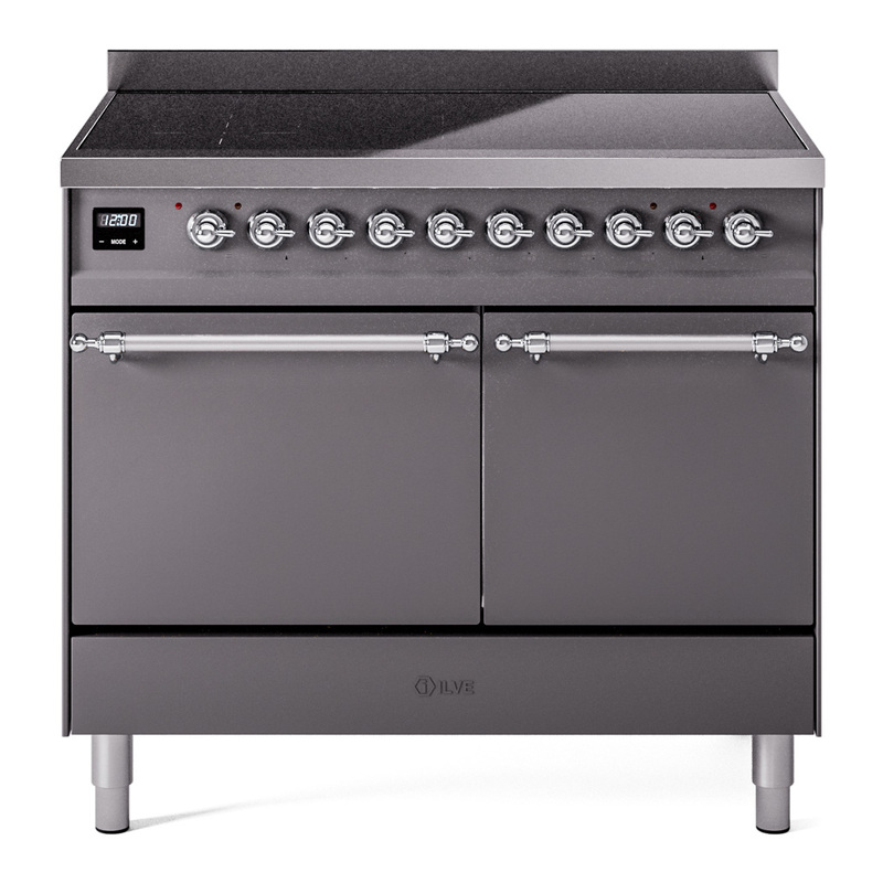 ILVE UPDI406QNMPMGC Nostalgie II 40 inch Induction Range (Solid Door, Graphite Matte, Chrome)