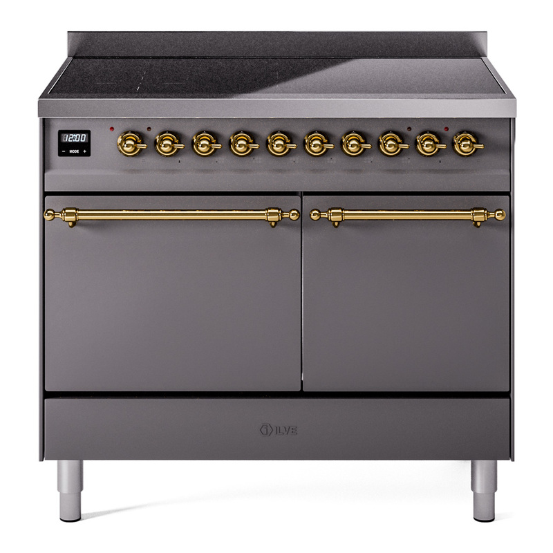 ILVE UPDI406QNMPMGG Nostalgie II 40 inch Induction Range (Solid Door, Graphite Matte, Brass)