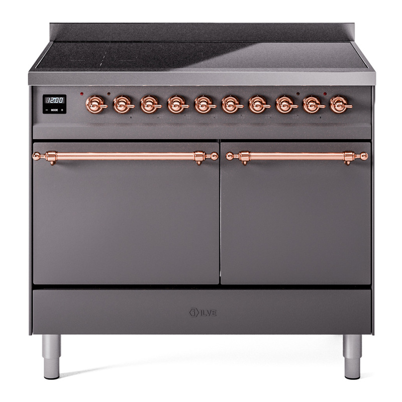 ILVE UPDI406QNMPMGP Nostalgie II 40 inch Induction Range (Solid Door, Graphite Matte, Copper)