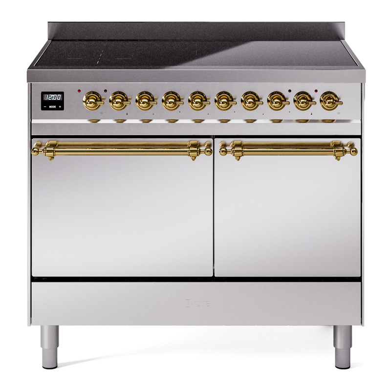 ILVE UPDI406QNMPSSG Nostalgie II 40 inch Induction Range (Solid Door, Stainless Steel, Brass)