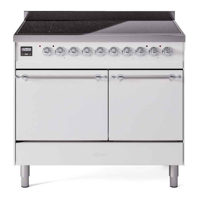 ILVE UPDI406QNMPWHC Nostalgie II 40 inch Induction Range (Solid Door, White, Chrome)